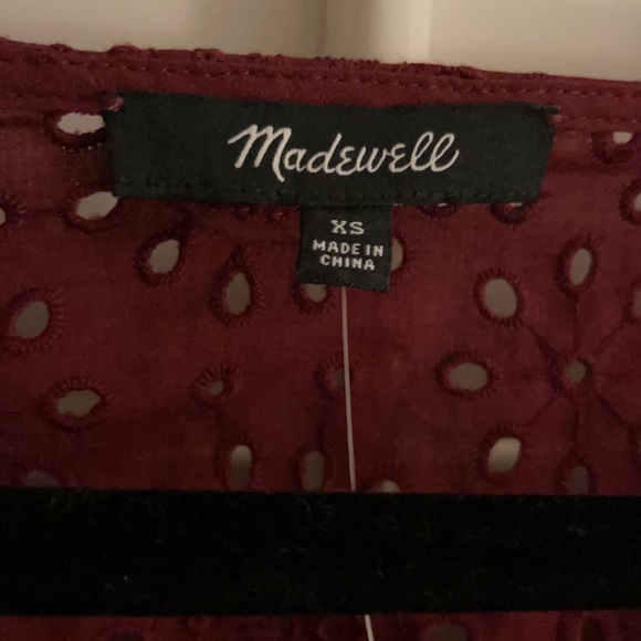 Madewell Maroon Eyelet Peplum Blouse NWT - Picture 2 of 3